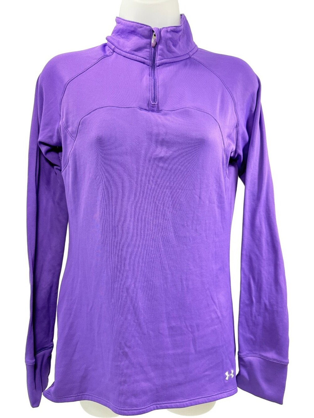 Under Armour 1/4 Zip Pullover Womens Medium Purple Fitted Running Top Polyester